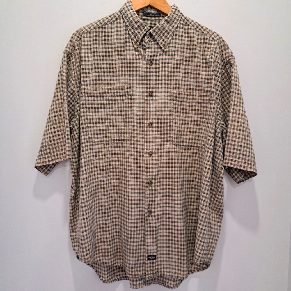 Vintage 90s Dockers Levis Plaid Short-sleeved Grunge Cabincore Camp Shirt Mens L